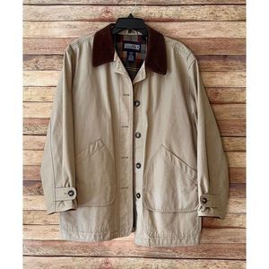 Lands End Field Barn Coat Chore Jacket Corduroy Trim Pocket Sz Large 14/16